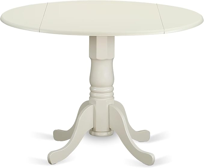 East West Furniture DLAS3-WHI-41 3 Piece Dining Table Set consists A Wooden Table and 2 Platinum Gray Polyester Fabric Kitchen Chairs with Stylish Back- Linen White Finish