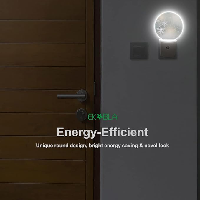 EKOBLA Snowflake Plug-in Night Light, Christmas Star & Winter Pattern LED Nightlight, 0.5W Sleep Friendly for Xmas Gift