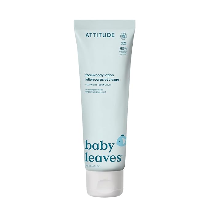 ATTITUDE Baby Lotion, EWG Verified Moisturizer, Dermatologically Tested Moisturizing Cream, Vegan and Cruelty-Free, Good Night Scent, 8 Fl Oz