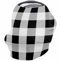 Black White Car Seat Covers for Babies, Buffalo Plaid Grey Check Lattice Geometric Nursing Breastfeeding Covers Stretchy Breathable Baby Carseat Canopy Cover for Girls and Boys Shower Gifts