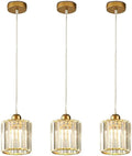 LightInTheBox 3Pcs Crystal Pendant Light Small Gold Pendant Light Modern Adjustable Chandelier Ceiling Light Fixture for Kitchen Island Bedside Cafe Restaurant (3 Color Changing)