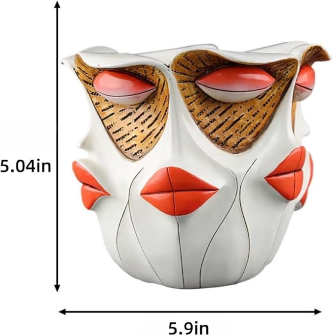 TOZLU Art Abstract Face Planters Pots Head,Unique Fun Abstract Face Flower Pot Ornaments Head Planter Pots Container Colorful Face Resin Flower Pot for Home and Garden Decor(face Flower Pot)