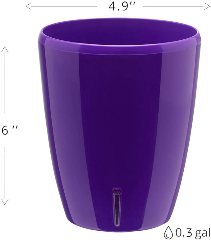 Santino 4.9 Inch ORCHIDEA Self Watering Pots for Orchids in Violet (Set of 3) - Decorative Wicking Planter with w/Great Aerification, Drainage and Water Level Indicator