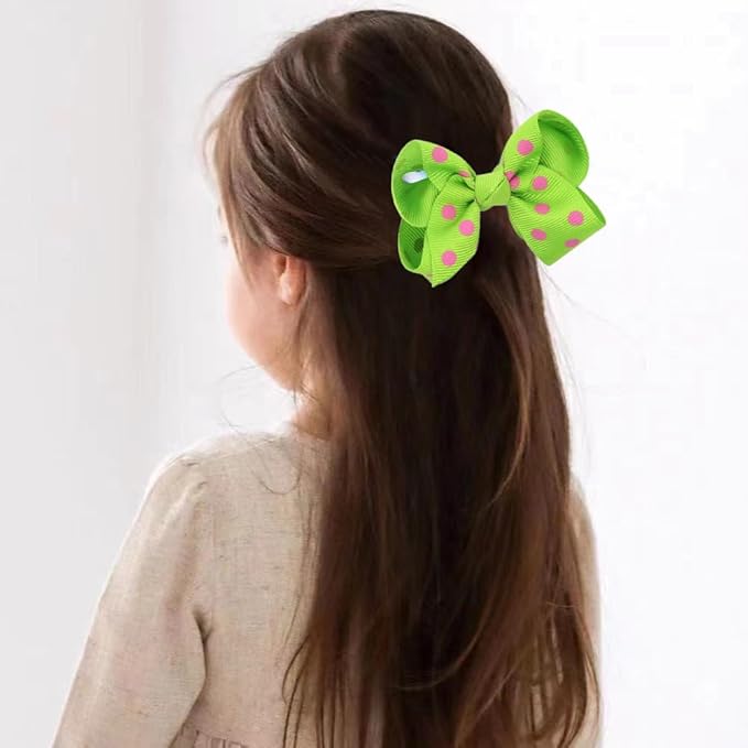 Grosgrain Ribbon Polka Dot Hair Bow Baby Girls Polka Dot Hair Clips Infant Toddler (orange)