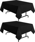 sancua 2 Pack Black Tablecloth 54 x 54 Inch, Stain and Wrinkle Resistant Square Table Cloth - Washable Polyester Table Cover for Dining Tables, Buffet Parties and Camping