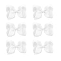 6 PCS 6" Hair Bows for Girls Alligator Clips Grosgrain Ribbon Solid Color Hair Accessories Toddler Bows for Girls Kids(White, 6 Count)