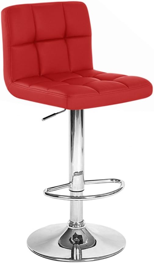 Roundhill Furniture Swivel Red Bonded Leather Adjustable Hydraulic Bar Stool, Set of 2
