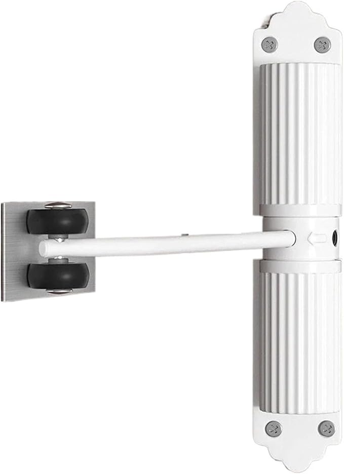 Automatic Adjustable Closer Surface Mounted Heavy Duty Safety Spring for Interior Exterior Door 1 Set(20-40KG White)