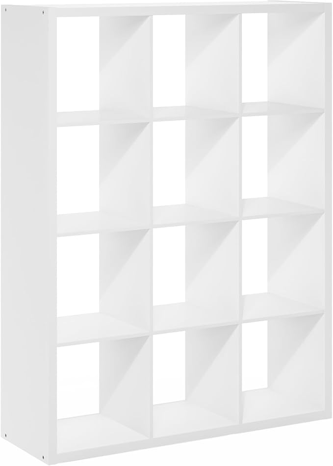 Furinno Cubicle Open Back Decorative Cube Storage Organizer, 12-Cube, White