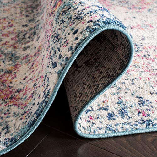 SAFAVIEH Madison Collection Accent Rug - 2'3" x 4', Navy & Teal, Boho Chic Distressed Design, Non-Shedding & Easy Care, Ideal for High Traffic Areas in Entryway, Living Room, Bedroom (MAD611N) - color: Navy/Teal, size: 2'3" x 4' (Rectangular)
