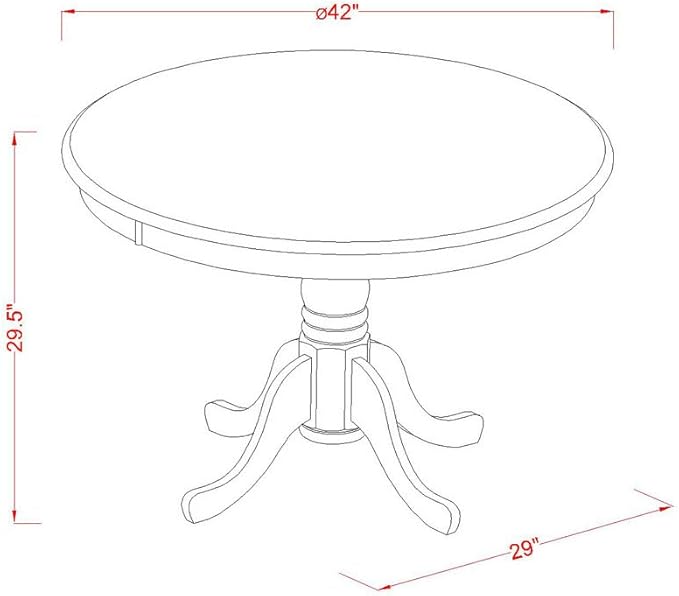 East West Furniture HBDA3-LWH-C 3 Piece Dining Room Table Set Contains a Round Kitchen Table with Pedestal and 2 Linen Fabric Upholstered Dining Chairs, 42x42 Inch, Linen White