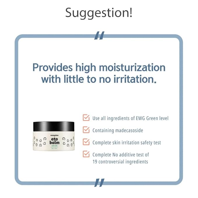 mongdies Baby Ato Balm | Intensive Moisture Barrier Balm for Dry Sensitive Skin | Non Sticky Ceramide Balm with Plant Oils | For Cheeks Hands & Dry Areas | Vegan EWG Green | 1.05 oz