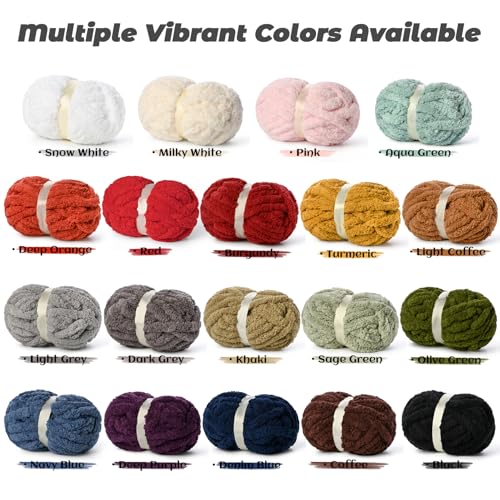 10 Pack Jumbo Chenille Yarn for Crocheting, #10 Super Bulky Baby Soft Yarn for Hand Knitting, 220 yds /70.5 oz Fluffy Chunky Knit Throw Blanket Yarn (Denim Blue) - color: Denim Blue