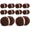 10 Pack Jumbo Chenille Yarn for Crocheting, #10 Super Bulky Baby Soft Yarn for Hand Knitting, 220 yds /70.5 oz Fluffy Chunky Knit Throw Blanket Yarn (Coffee) - color: Coffee