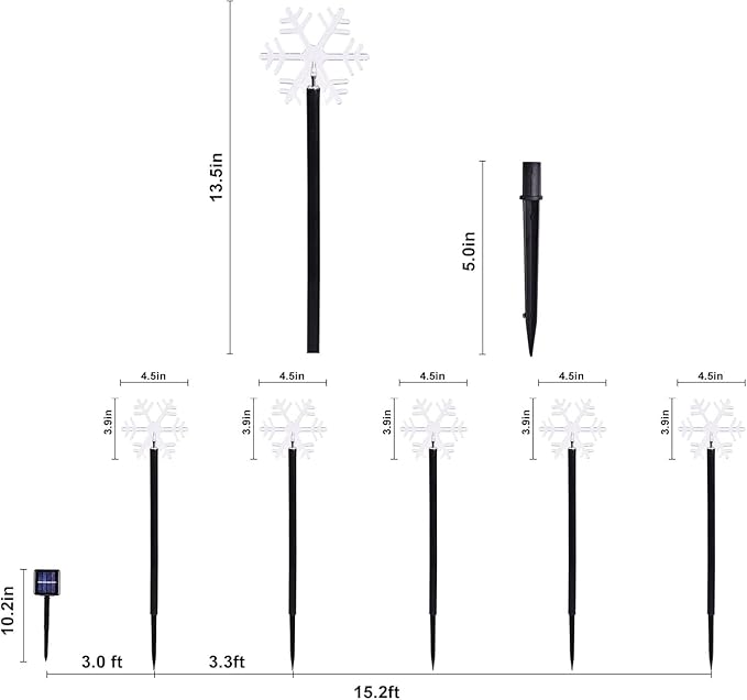 BRIGHTDECK Snowflake Solar Christmas Decorations Outdoor, 10 Pack LED, Waterproof Snowflake Pathway Lights, Stake Lights for Christmas Garden Decor (10Pcs Blue)
