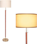 Modern Floor Lamp,Mid Century Living Room Lamp, 64" Standing Lamp with Beige Fabric Lampshade for Bedroom, Study Room and Office, Reading Room Black Pole Light Without Bulb