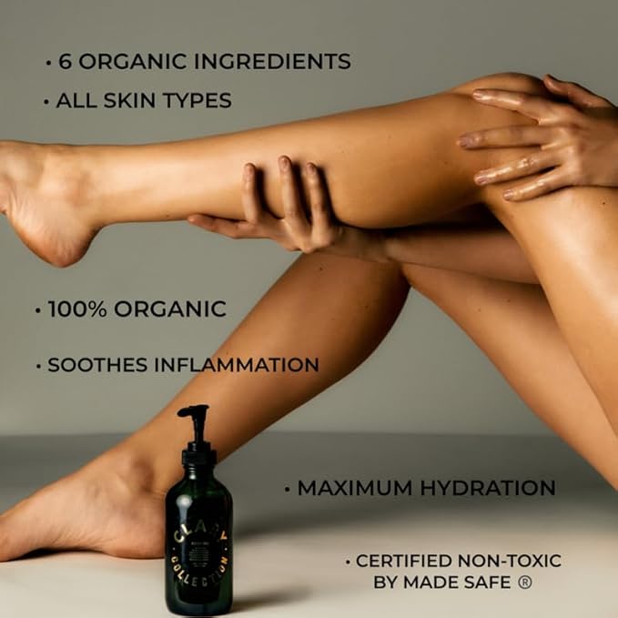 CLARY COLLECTION Body Oil Light Olive Moisturizing Formula for Men, Women & Children, Certified Non-Toxic, Natural, Plant-Based Formula, All Ages & Skin Types - 8 Fl Oz