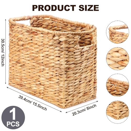 Tatuo Seagrass Magazine Baskets Magazine Holder Tall Narrow Woven Storage Wicker Basket Floor Bathroom Home Office Handwoven Holder for Books, Newspaper, File and Mail(Light Brown) - color: Light Brown