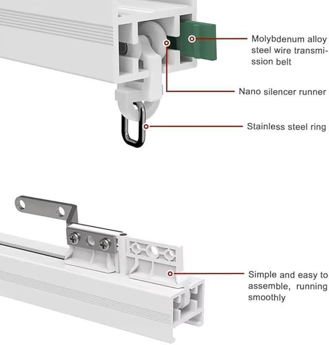 Matter Smart Curtain Track System, Hidden Motorized Curtain Rail, 1.8N.m 60kg Load, QR Pairing WiFi, Compatible with HomeKit Alexa Google Home SmartThings, Remote (7 meters (275.6 inches))