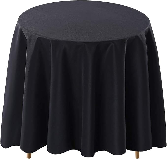 Surmente Black Tablecloth for Round Tables, 90-inch Round Table Cloths for Weddings, Banquets, or Restaurants