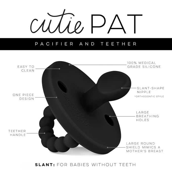 Ryan & Rose Cutie PAT Pacifier Teether (Slant, Black)