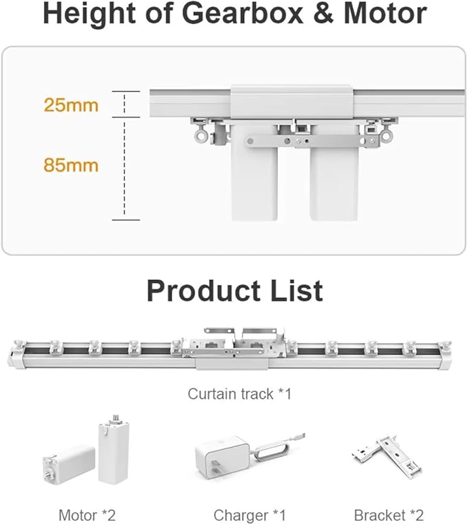 ZigBee 3.0 Dual Motor Smart Curtain Track System, Ripple Fold Electric Drapery Rods, Independent Left Right Control Day Night Curtains, 1.2N.m Mini Automatic Opener (4 meters (157.4 inches))