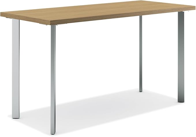 HON Coze Home Office Desks, Sturdy Table Computer Desk, 48", Natural Recon Top, Silver Base