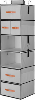 Hanging Closet Organizer 6-Shelf, Upgrade Hanging Shelves