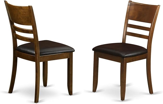 East West Furniture LYC-ESP-LC Lynfield Dining Chairs - Faux Leather Upholstered Wooden Chairs, Set of 2, Espresso
