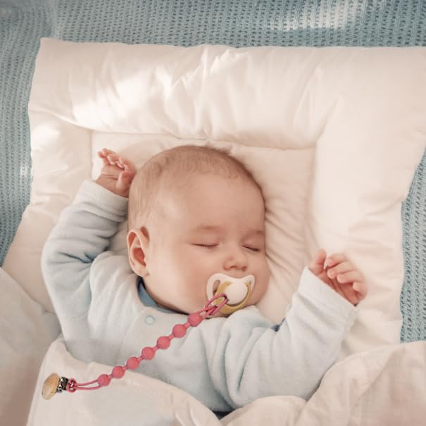 Pacifier Clip for Boys Girls - MORIBOX 5 Pack Paci Clip Soothie Baby Binky Holder for Shower Birthday Gift (Beige+Yellow+Green+Maroon+Pink)