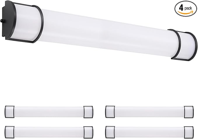 ASD LED 36" Vanity Flush Mount Light Fixture, Linear Bathroom Lighting Bar | 3CCT, Dimmable, Energy Star, ETL Listed | 30W 2650LM 3000-5000K 120V | Long Bath Wall Sconce Over Mirror | Black, 4 Pack