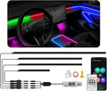Acrylic Ambient Lighting Car Interior Kit, 4 in 1 Dream Color Acrylic Led Strips Fiber Optic Lights with APP, 116 inches USB Flexible Neon Music Sync 16 Million Colors Dashboard Center Console Lights