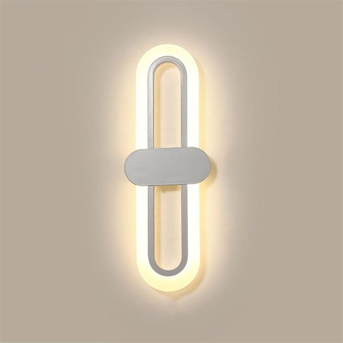 Bedroom Bedside Modern Minimalist Living Room Background Wall Led Three-Color Light-Changing Wall Lamp Simple Aisle Balcony Lamp(White,3 Color Switching)