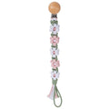 Pacifier Clip for Boys Girls Floral Daisy Macrame Baby Paci Clip Pacifier Holder Leash Boho Wooden Clips Handmade Braided Cotton Binky Clips (1pack:Misty Rose)