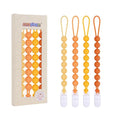 4 Pcs Yellow Baby Silicone Teething Pacifier Clip,One-piece Design,Round Shape,Smooth Surface,BPA Free.