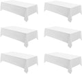 Rectangle Tablecloths 90x132 Inch 6 Pack White Tablecloth for 6ft Washable Decorative Linen Polyester Table Cloths for 8ft Dining Table Banquets Buffet Parties and Wedding