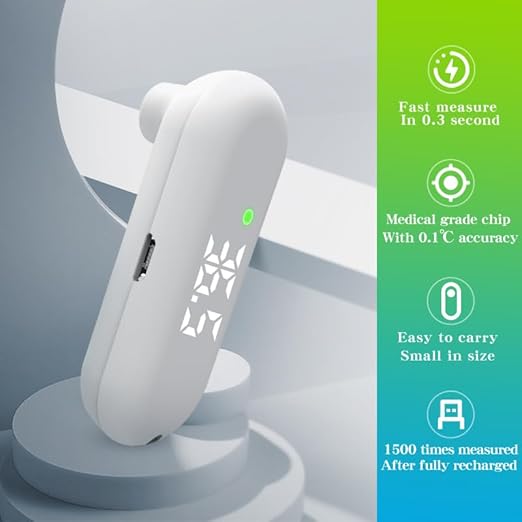 Rechargeable Medical Forehead Thermometer for Adults and Children Black Non-Contact Digital Thermometer with Fast 1-Second Touchless Reading Black