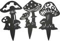 Decorative Mushroom Garden Stakes Black Garden Fairy Tale Mushroom Garden Stakes Metal Silhouette Art, Set of 3 (3, Matte Black)