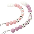 Personalized Pacifier Clip with Name, Customizable Pacifier Clip (2 Pack) (Light Pink + Lavender)