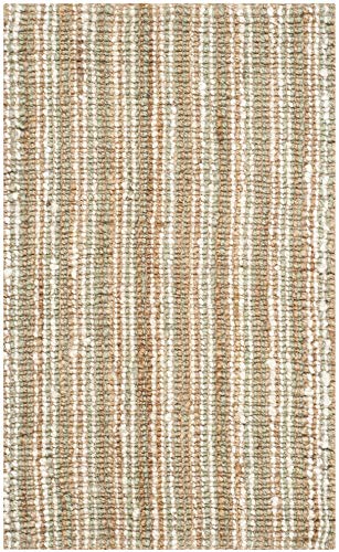 SAFAVIEH Natural Fiber Collection Area Rug - 2'6" x 4', Sage & Natural Brown, Handmade Jute, Farmhouse Style, Chunky Textured Thick Pile (NF447S) - color: Sage/Natural, size: 2'6" x 4' (Rectangular)