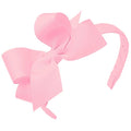 Wee Ones Girls' Classic Grosgrain Hair Bow on a Wrapped Headband, Stylish For All Hair Types, Medium Bow, Light Pink