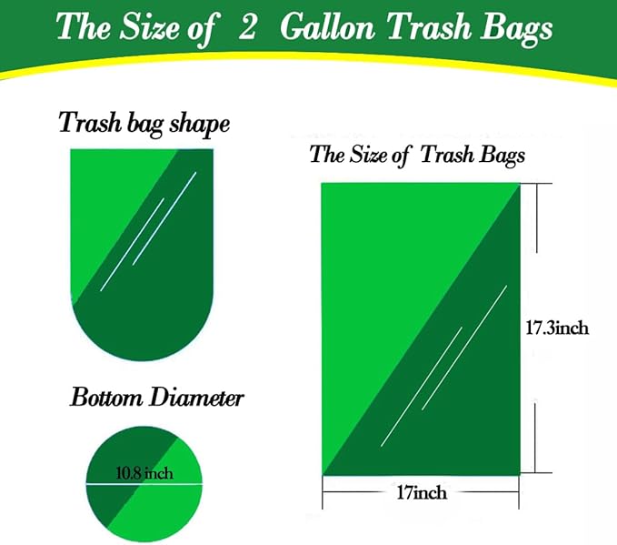 Hommaly 2 Gallon120 pcs Small Clear Trash Bags, Strong 1.8 Gallon Garbage Bags