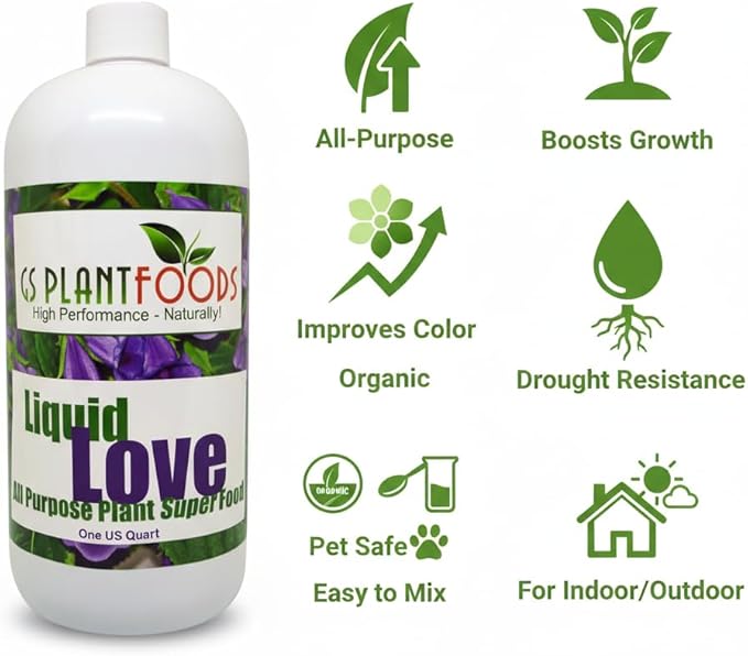 Liquid Love - All Purpose Liquid Fertilizer by GS Plant Foods (32 oz) - Natural Fertilizer for Vegetables, Herb Gardens, House Plants, Fruit Trees, Lawns & Shrubs