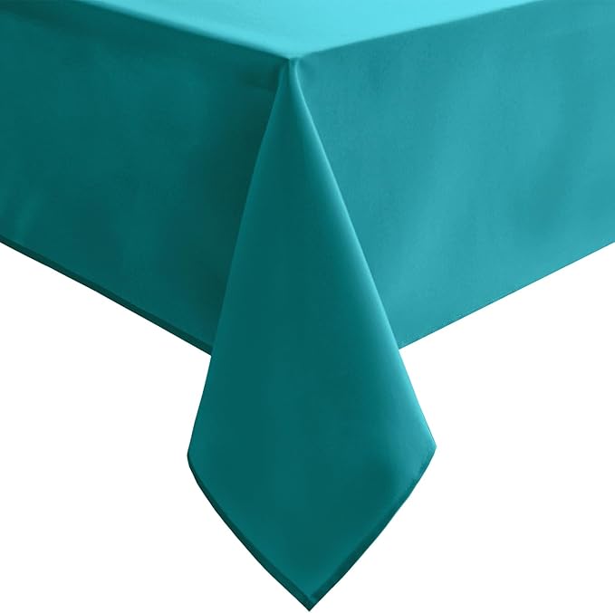 Hiasan Rectangle Tablecloth - Waterproof Spillproof and Wrinkle Resistant Washable Polyester Table Cloth for Dining Party, 52 x 70 inch, Turquoise