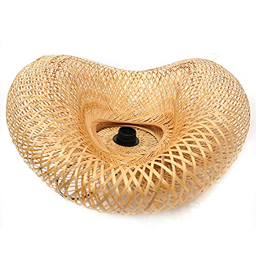TFCFL 15Inch Bamboo Chandelier, Rattan Pendant Lamp Shade Ceiling Lighting Weave Bamboo Rattan E26 Hanging Light Fixture Hollow Lampshade Pendant Light for Dining Room Restaurant (Bulbs Not Included) - size: 24 Inch, Style A