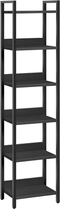 Bookshelf, 6-Tier Bookcase, Standing Book Shelf for Small Space, Storage Shelf Organizer, for Living Room, Bedroom, Study, Balcony, Black BKHB6601