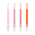 One Piece Design Silicone Pacifier Clip Holder for Baby Boys and Girls,Pack of 4 Flexible Paci Leash,Binky Clips,Newborn Essentials (Sun & Cloud & Rainbow, Pink)