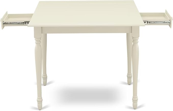 East West Furniture MZDO5-LWH-W 5 Piece Kitchen Table & Chairs Set Includes a Rectangle Dining Room Table with Dropleaf and 4 Dining Chairs, 36x54 Inch, Linen White