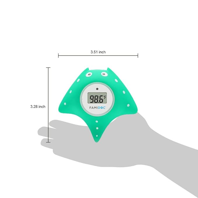 Baby Bath and Room Thermometer - Famidoc FDTH-V0-22 New Upgraded Sensor Technology for Baby Health Bath Tub Thermometer Floating Toy (Blue)