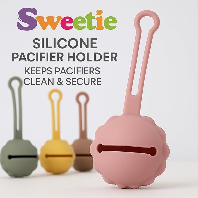Sweetie Silicone Pacifier Holder Case, Pacifier Container Fits Pacifiers & Pacifier Clip, Portable for Travel Outdoor Activities, Sun Flower, Lion Shape, 1 Piece (Khaki)